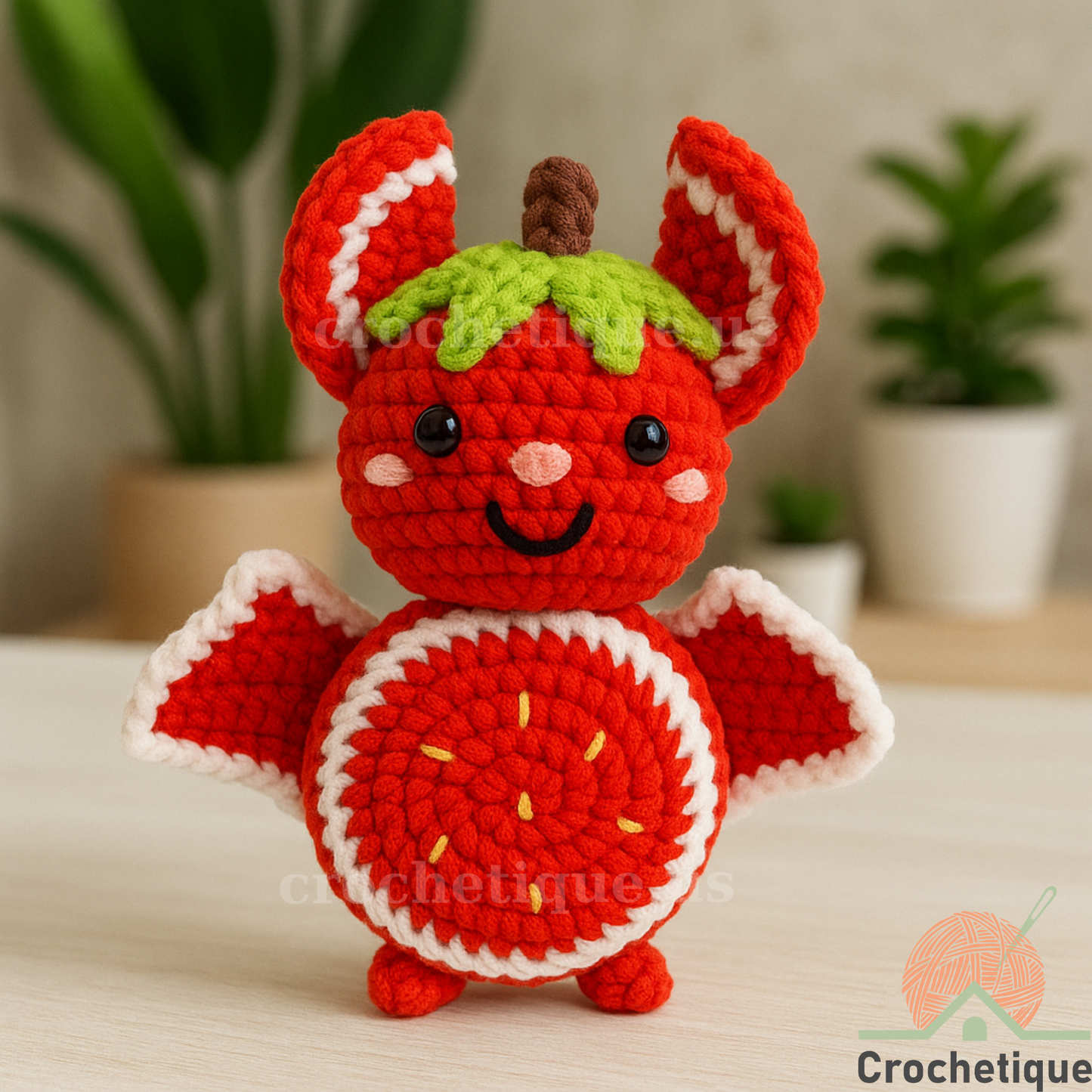 Strawberry Bat Crochet Pattern, Cute Amigurumi Animal Crochet