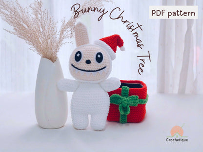 Christmas Bunny Gift Box Crochet Pattern, Cute Holiday Rabbit Crochet