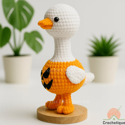 Goose in Pumpkin Costume Crochet Pattern, Funny Halloween Amigurumi Crochet