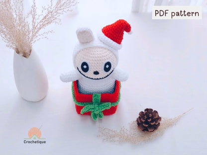 Christmas Bunny Gift Box Crochet Pattern, Cute Holiday Rabbit Crochet