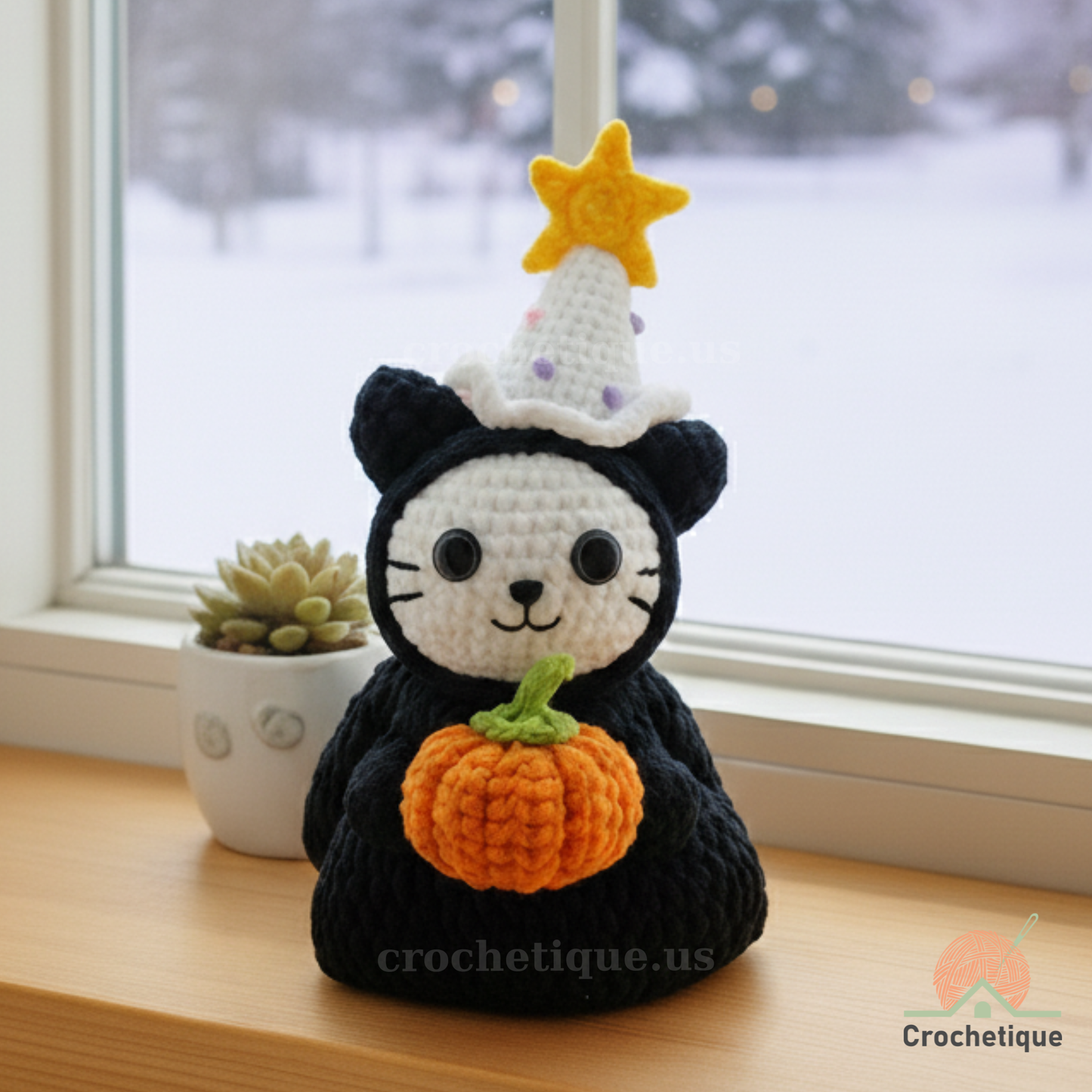 Spooky Witch Cat Crochet Patterns, 2 in 1 Halloween Cat Crochet Pattern