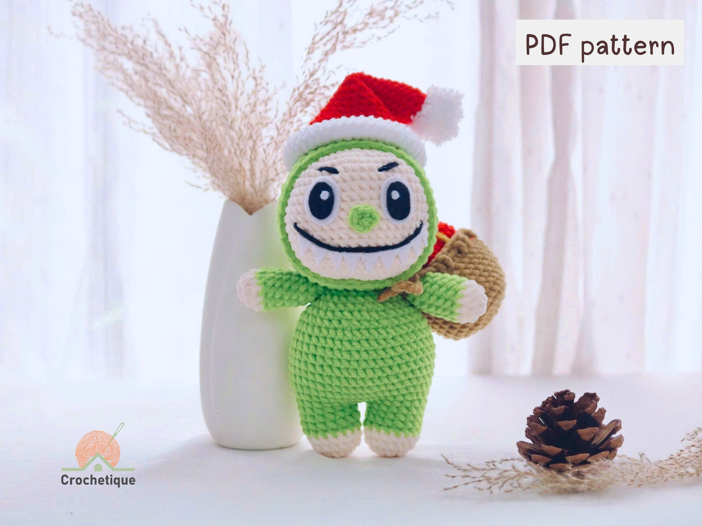 Green Santa Bunny Crochet Pattern, Cute Holiday Rabbit Crochet