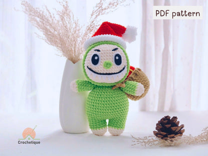 Green Santa Bunny Crochet Pattern, Cute Holiday Rabbit Crochet