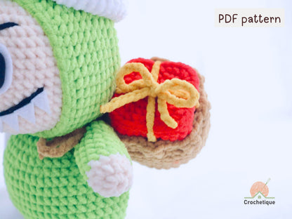 Green Santa Bunny Crochet Pattern, Cute Holiday Rabbit Crochet