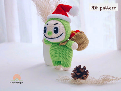Green Santa Bunny Crochet Pattern, Cute Holiday Rabbit Crochet