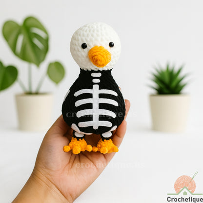 Spooky Skeleton Goose Crochet Pattern, Halloween Animal Crochet