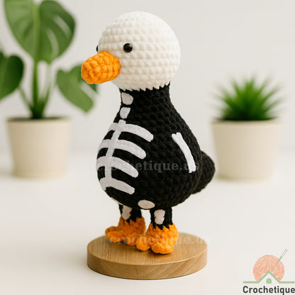 Spooky Skeleton Goose Crochet Pattern, Halloween Animal Crochet