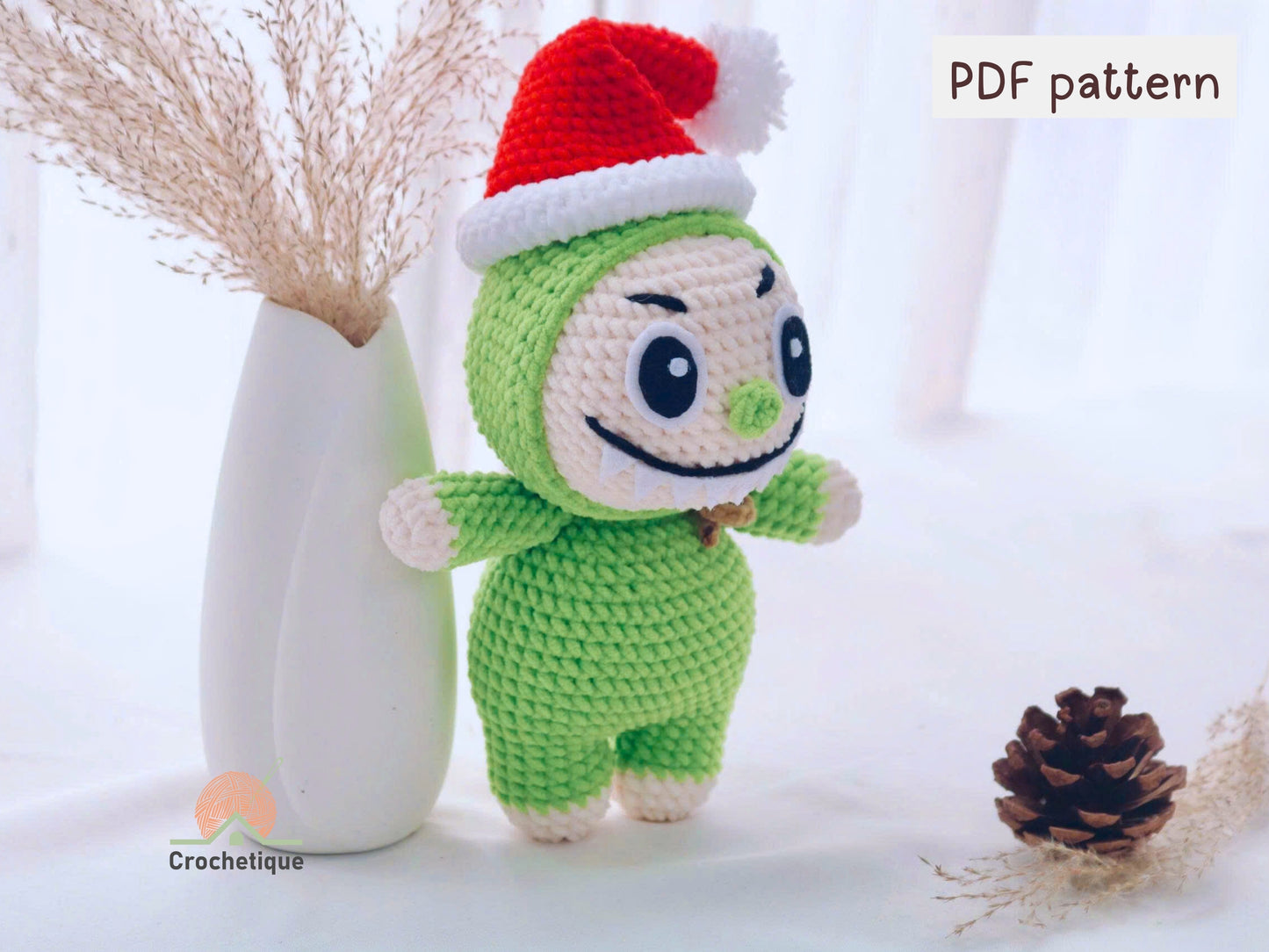 Green Santa Bunny Crochet Pattern, Cute Holiday Rabbit Crochet