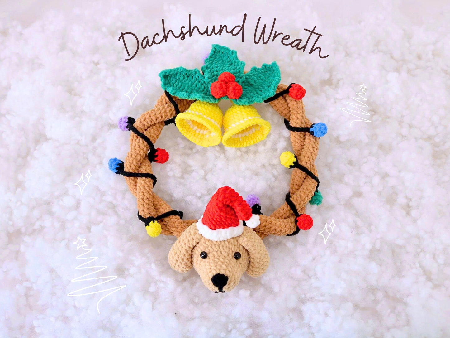 Crochet Dachshund Christmas Wreath, Festive Hanger Crochet Pattern