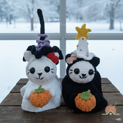 Spooky Witch Cat Crochet Patterns, 2 in 1 Halloween Cat Crochet Pattern