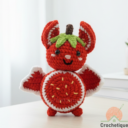 Strawberry Bat Crochet Pattern, Cute Amigurumi Animal Crochet