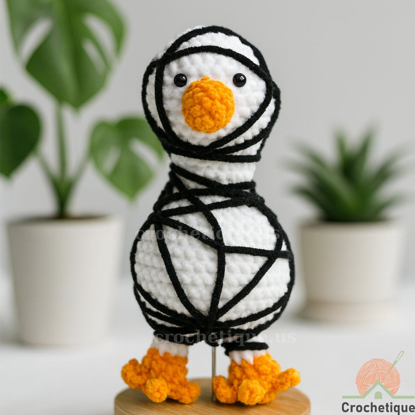 Mummy Goose Amigurumi Crochet Pattern, Funny Halloween Animal Crochet