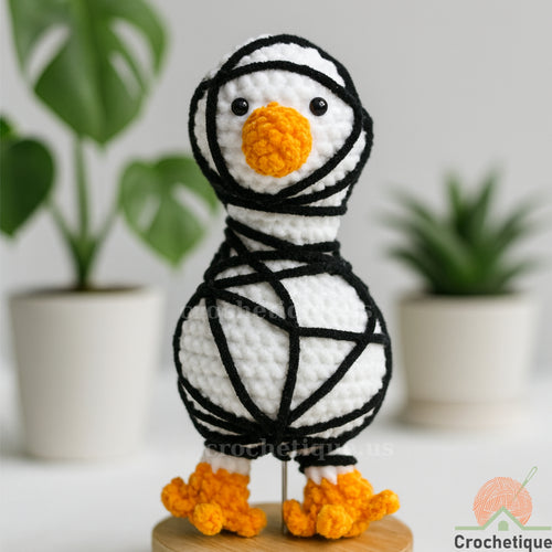 Mummy Goose Amigurumi Crochet Pattern, Funny Halloween Animal Crochet