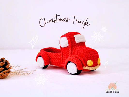 Red Christmas Truck Crochet Pattern, Vintage Holiday Decor Crochet