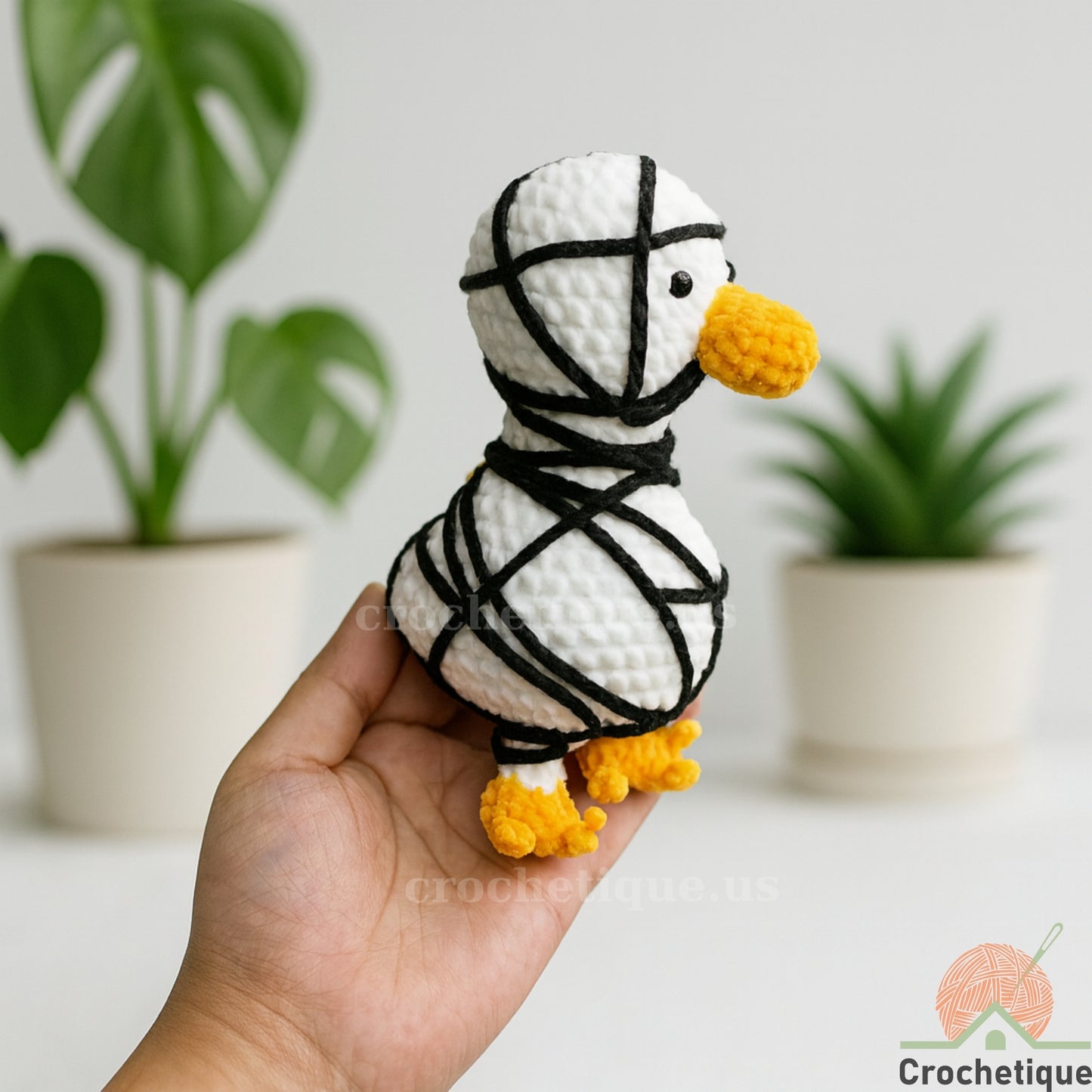 Mummy Goose Amigurumi Crochet Pattern, Funny Halloween Animal Crochet