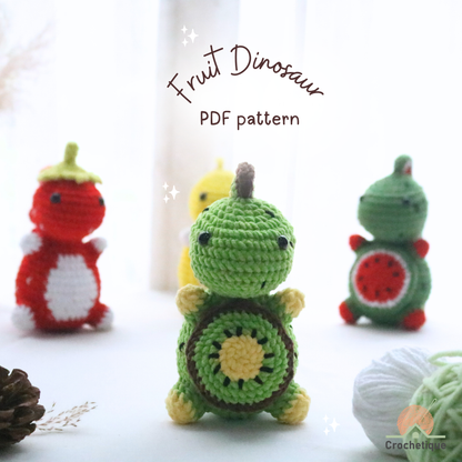 Fruit Dinosaur Crochet Pattern 4 in 1 PDF