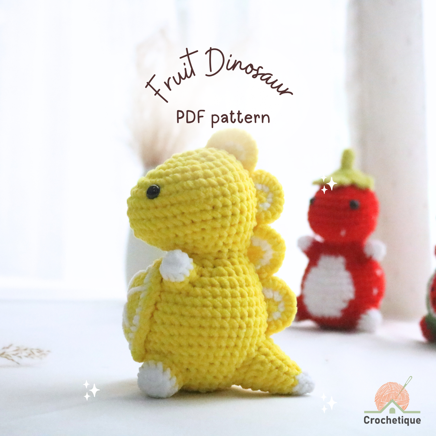 Fruit Dinosaur Crochet Pattern 4 in 1 PDF