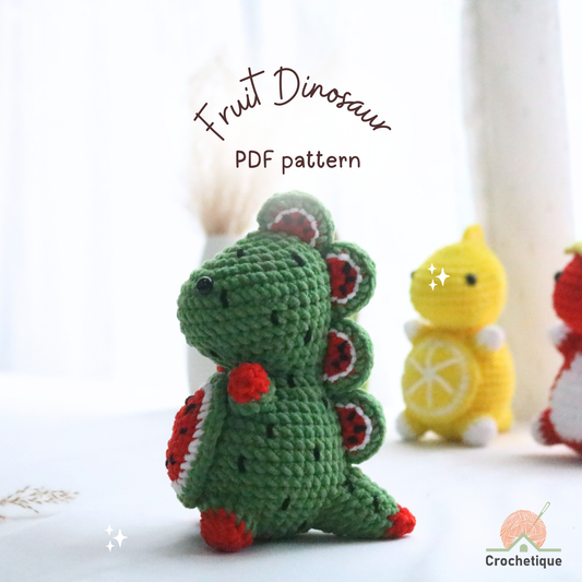 Fruit Dinosaur Crochet Pattern 4 in 1 PDF