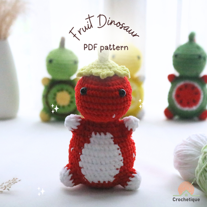 Fruit Dinosaur Crochet Pattern 4 in 1 PDF