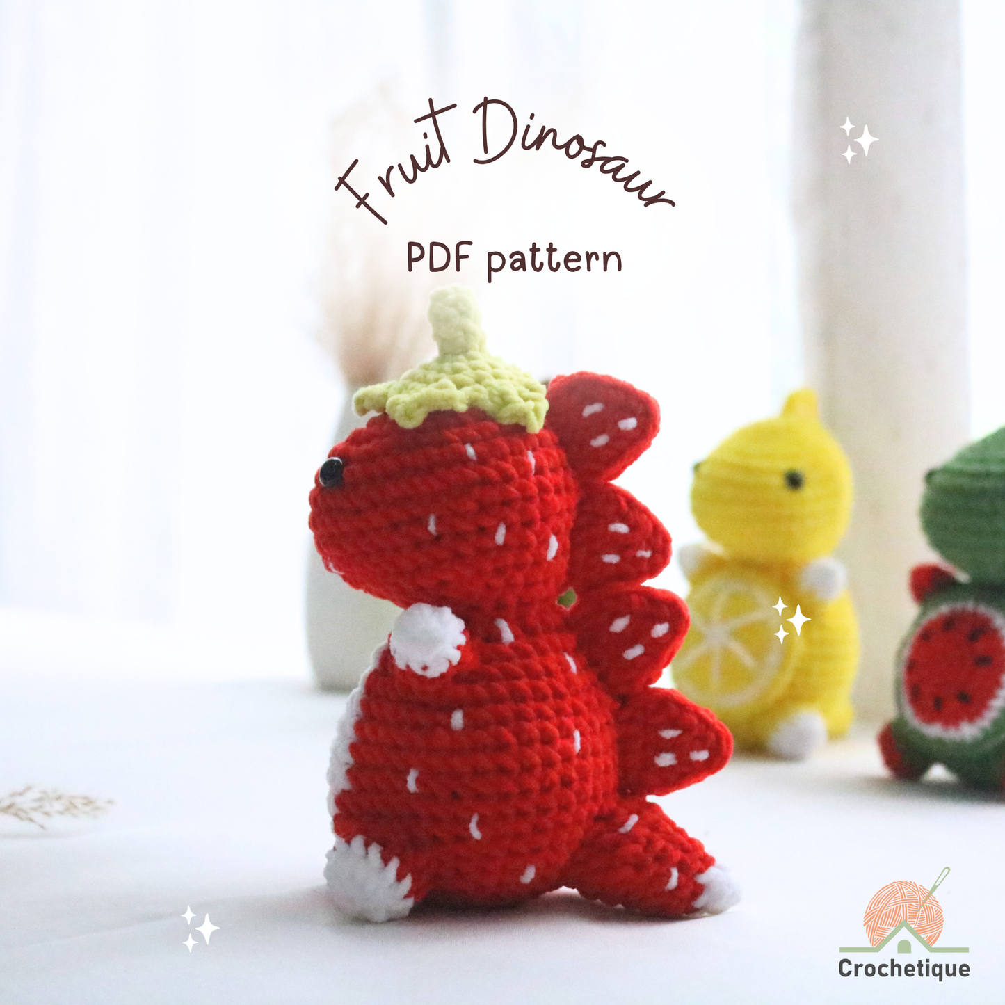 Fruit Dinosaur Crochet Pattern 4 in 1 PDF
