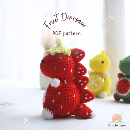 Fruit Dinosaur Crochet Pattern 4 in 1 PDF