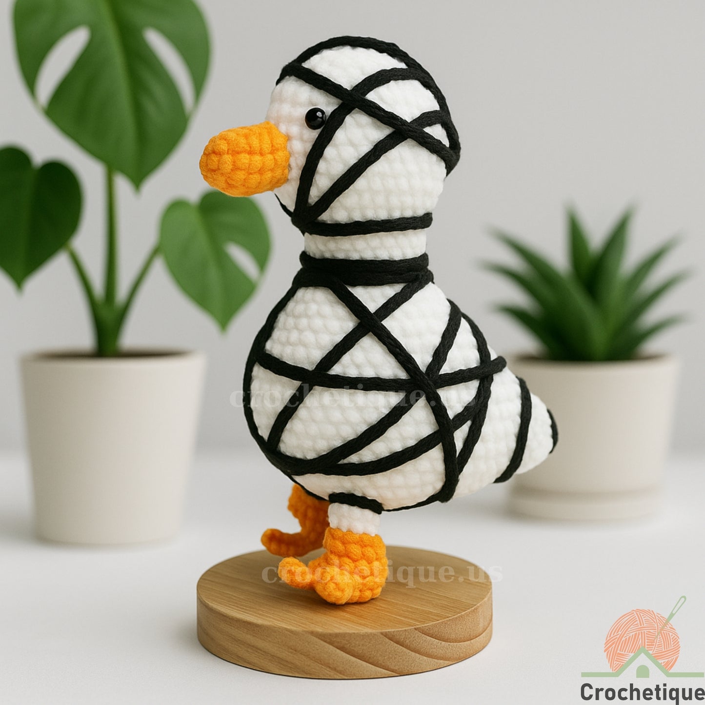 Mummy Goose Amigurumi Crochet Pattern, Funny Halloween Animal Crochet