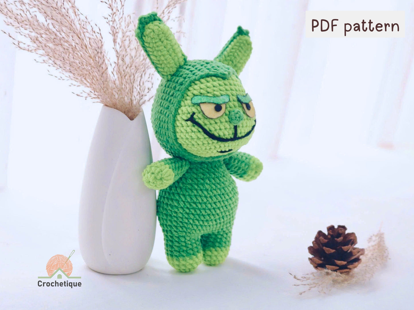 Green Christmas Bunny Crochet Pattern, Christmas Amigurumi Rabbit