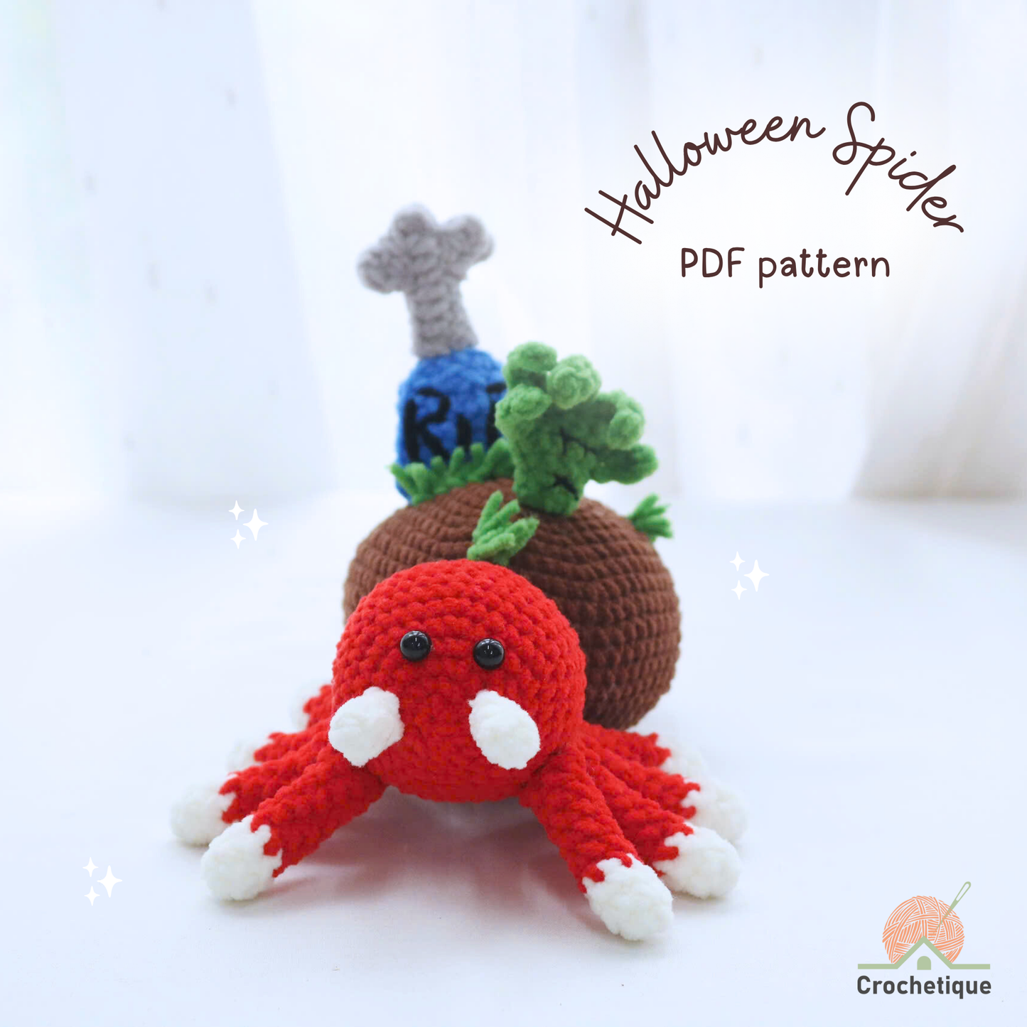 Halloween Spider Crochet Pattern 6 in 1 PDF