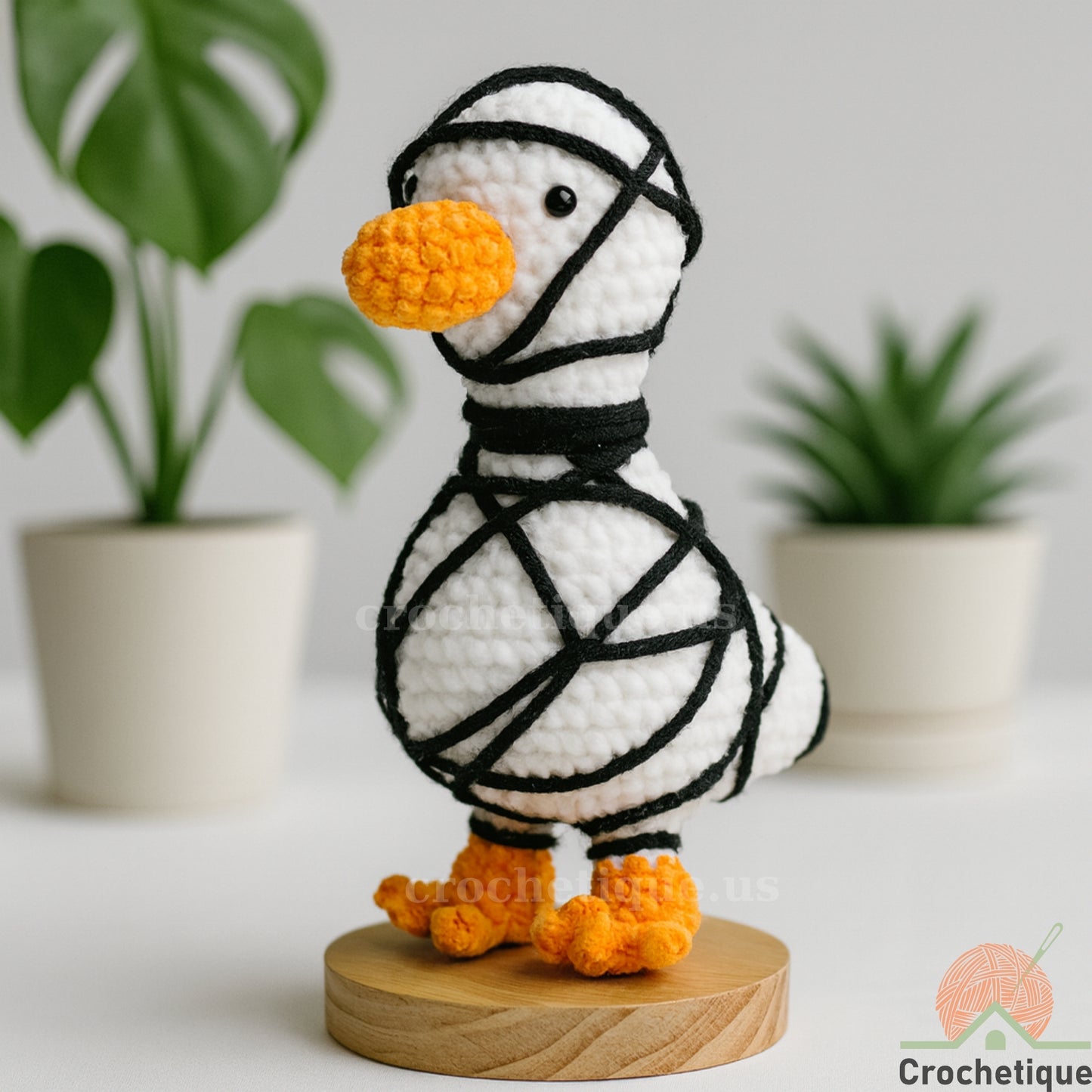 Mummy Goose Amigurumi Crochet Pattern, Funny Halloween Animal Crochet