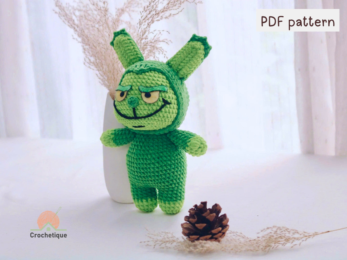 Green Christmas Bunny Crochet Pattern, Christmas Amigurumi Rabbit