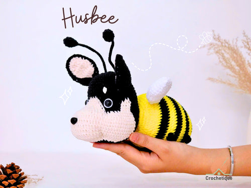 HusBee (Bee-Husky Mix) Crochet Pattern, Unique Animal Amigurumi Crochet