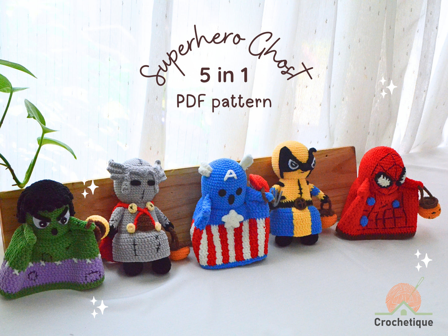 Superhero Ghost Crochet Patterns, 5 in 1 Halloween Crochet Pattern