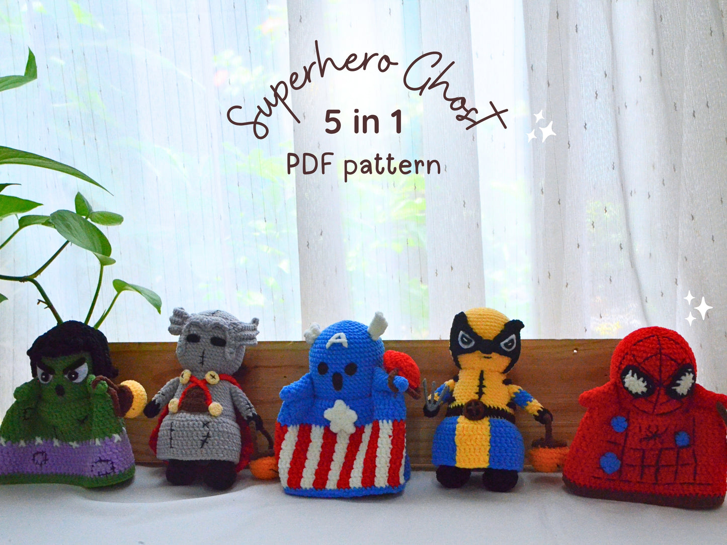 Superhero Ghost Crochet Patterns, 5 in 1 Halloween Crochet Pattern