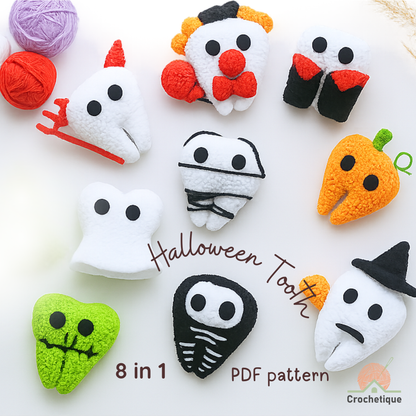 Halloween Tooth Crochet Pattern 8 in 1 PDF