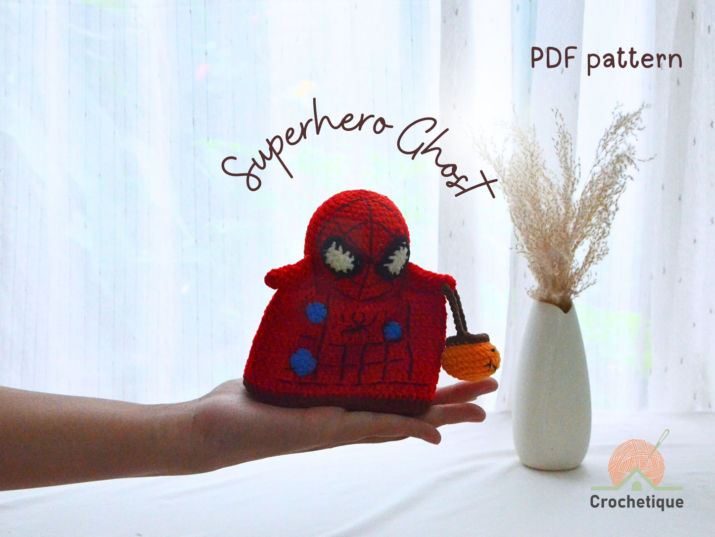 Red Web-Slinger Ghost Hero Amigurumi Crochet Pattern