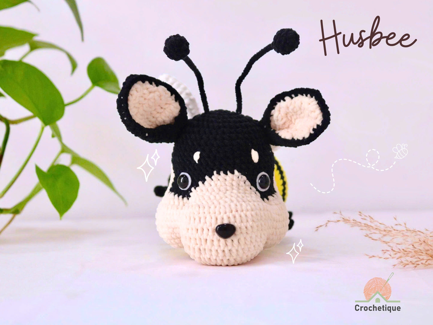 HusBee (Bee-Husky Mix) Crochet Pattern, Unique Animal Amigurumi Crochet