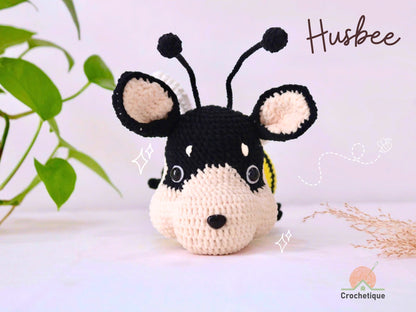 HusBee (Bee-Husky Mix) Crochet Pattern, Unique Animal Amigurumi Crochet