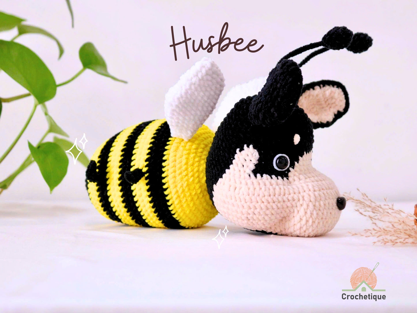 HusBee (Bee-Husky Mix) Crochet Pattern, Unique Animal Amigurumi Crochet