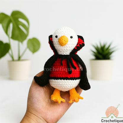 Vampire Goose Amigurumi Crochet Pattern, Spooky Halloween Crochet Idea
