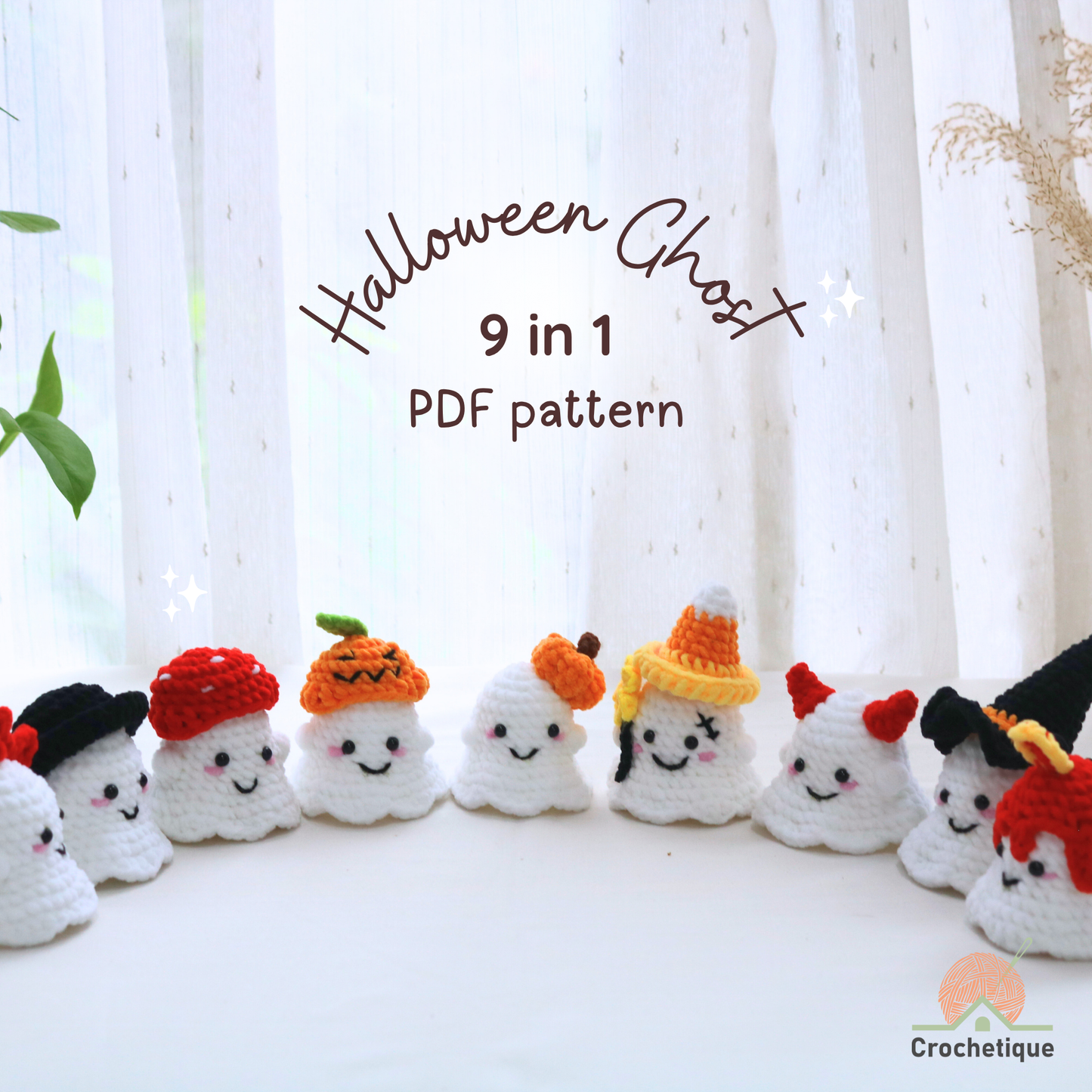 Halloween Ghost Crochet Pattern 9 in 1 PDF