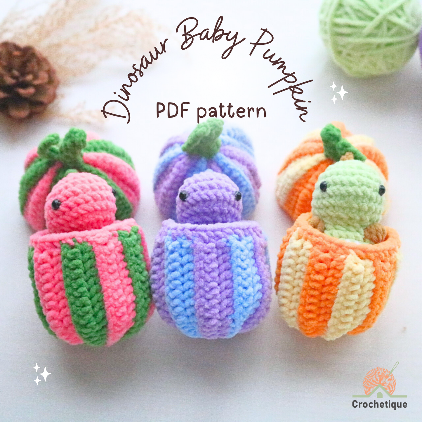 Dinosaur Baby Pumpkin Crochet Pattern 2 in 1 PDF