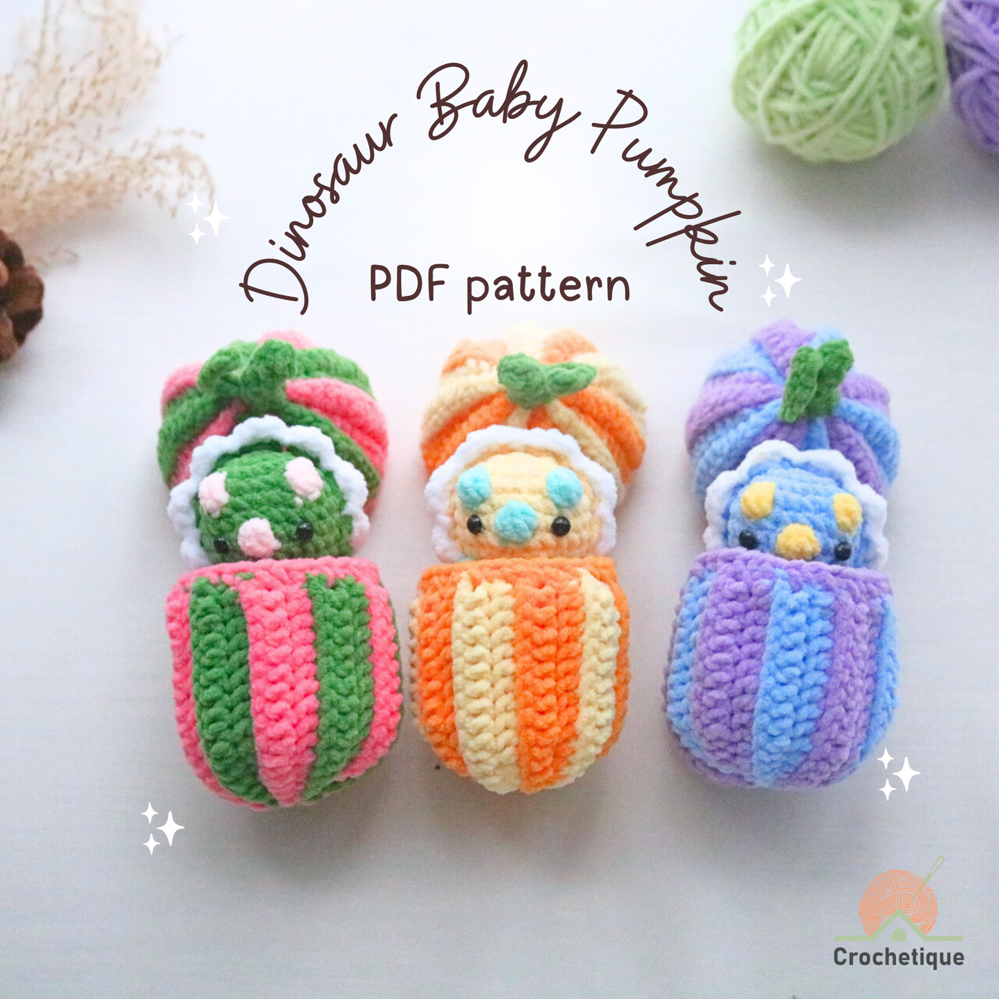 Dinosaur Baby Pumpkin Crochet Pattern 2 in 1 PDF