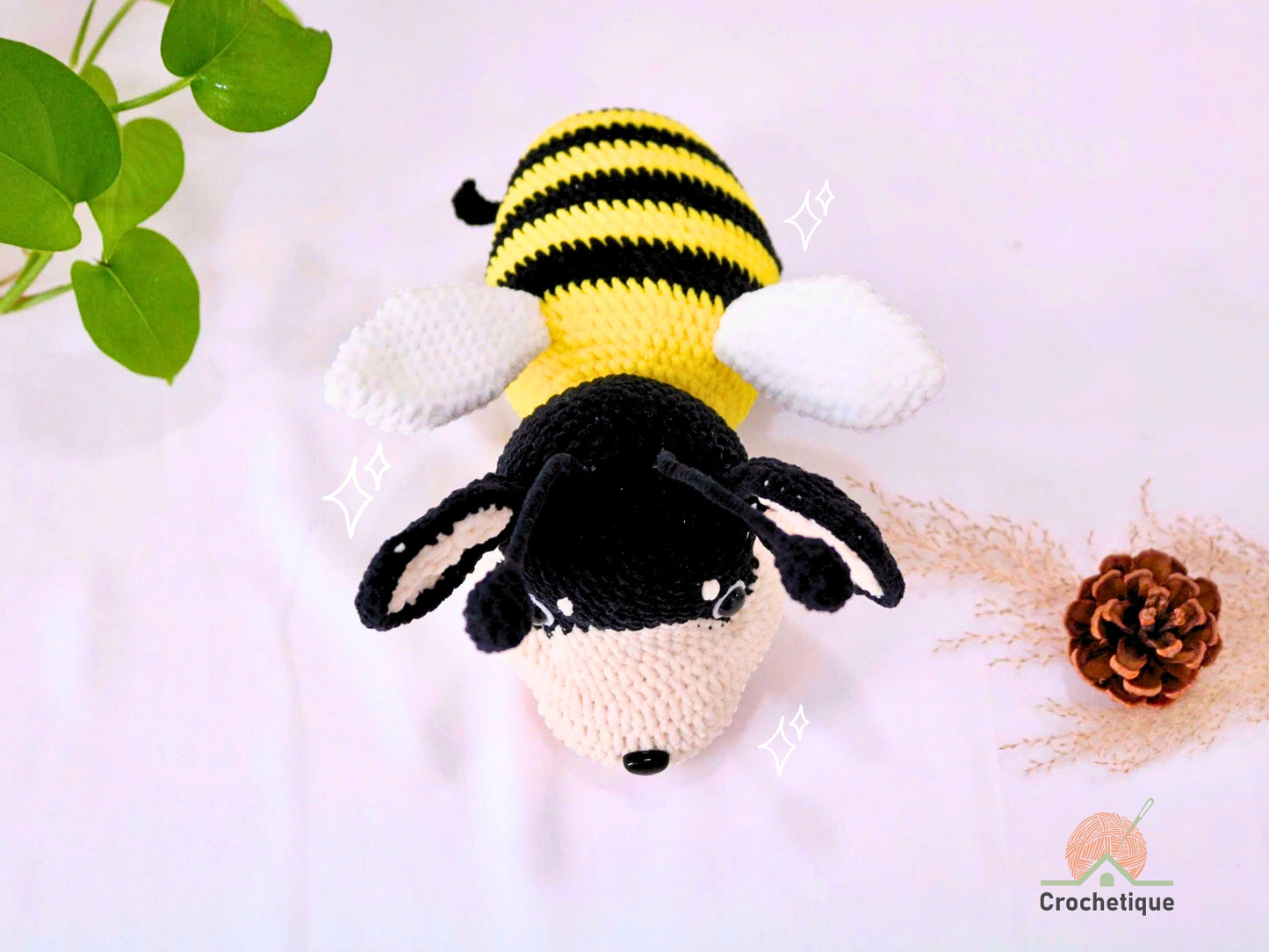 HusBee (Bee-Husky Mix) Crochet Pattern, Unique Animal Amigurumi Crochet