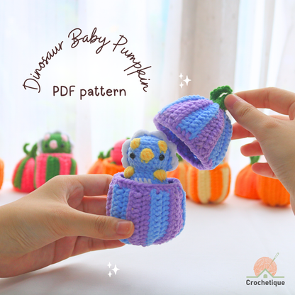 Dinosaur Baby Pumpkin Crochet Pattern 2 in 1 PDF