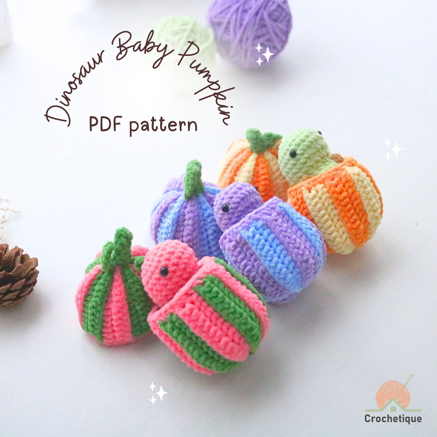 Dinosaur Baby Pumpkin Crochet Pattern 2 in 1 PDF