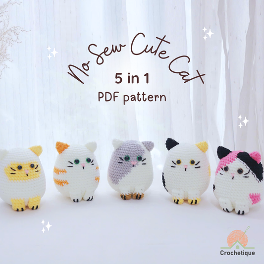 No Sew Cat Crochet Pattern 5 in 1 PDF