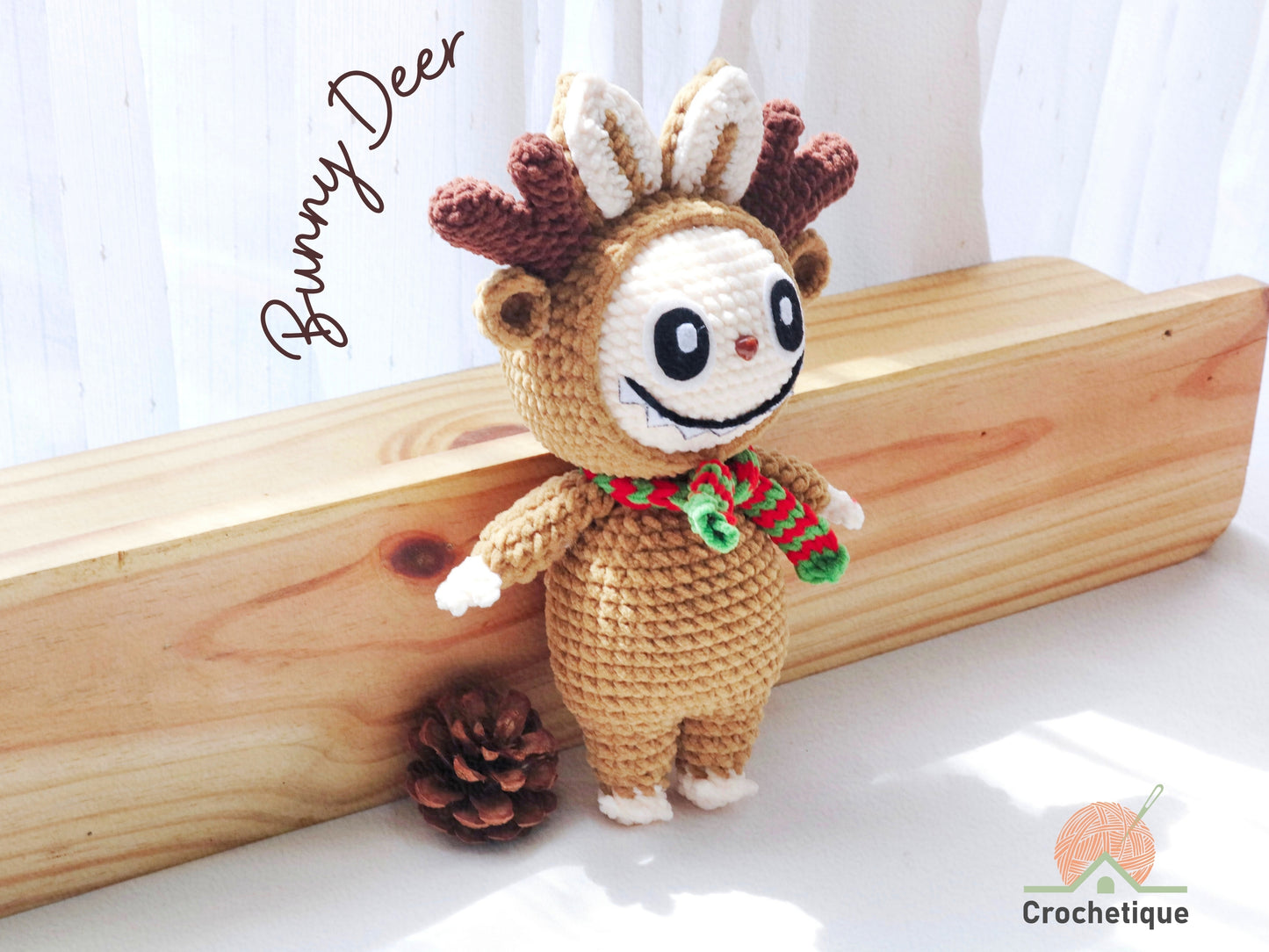 Bunny Deer Christmas Crochet Pattern, Cute Christmas Holiday Crochet