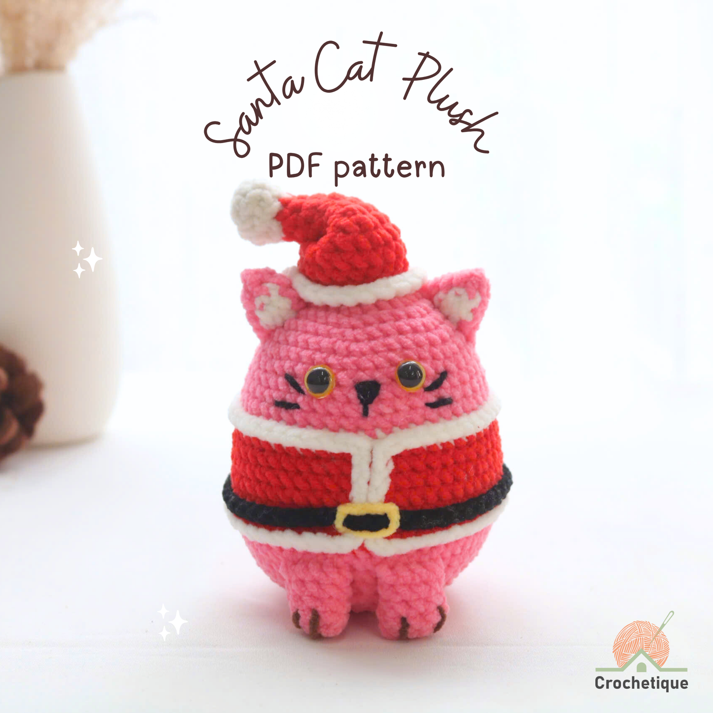No Sew Christmas Cat Crochet Pattern 4 in 1 PDF