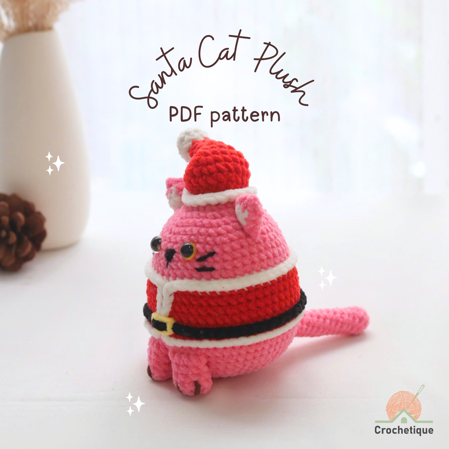 No Sew Christmas Cat Crochet Pattern 4 in 1 PDF