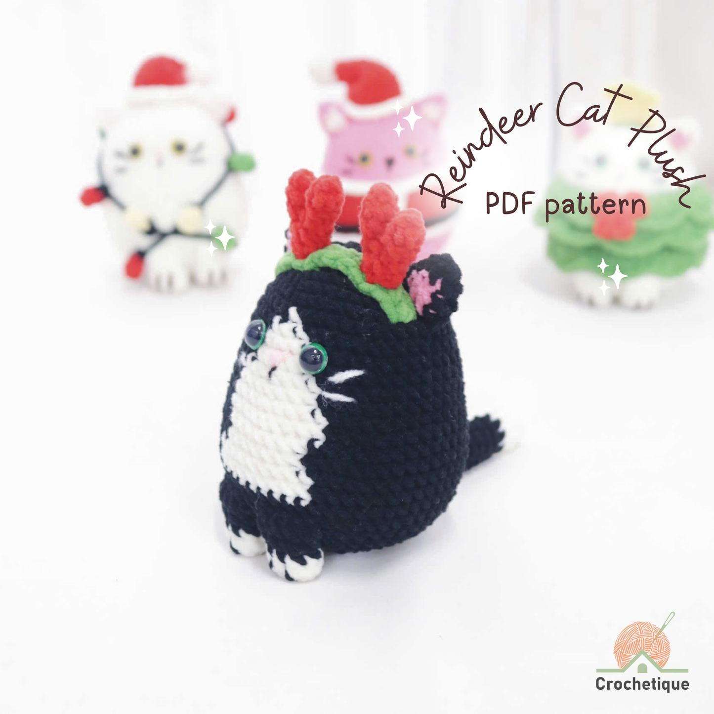 No Sew Christmas Cat Crochet Pattern 4 in 1 PDF